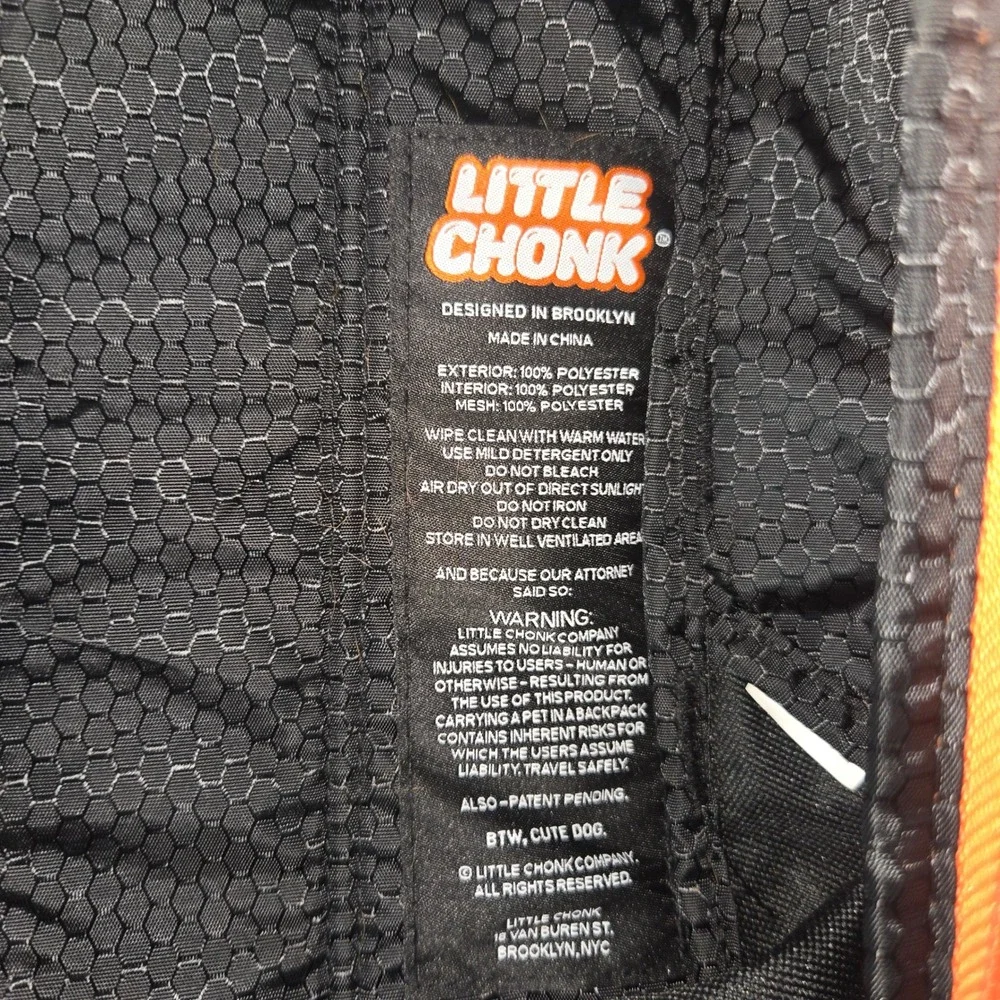 Little Chonk Maxine One Medium Pet Carrier Backpack Black Orange SG59792